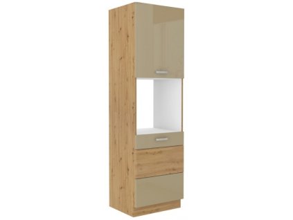 Kuchyňská skříňka Artisan cappucino lesk - 60 DP-210 2F sloupek se zabudovanou troubou, dvířka