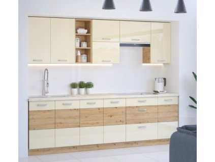 Kuchyňská linka Artisan krémový lesk - Sestava 1