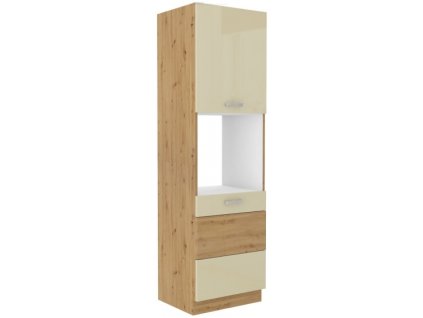 Kuchyňská skříňka Artisan krémový lesk - 60 DP-210 2F sloupek se zabudovanou troubou, dvířka