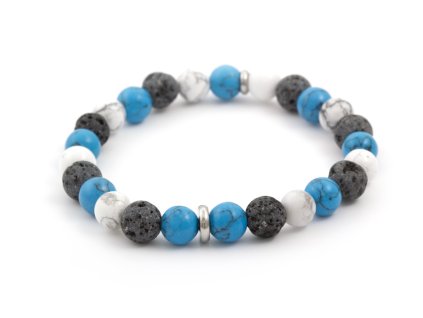 13046 koralkovy naramek z howlitu a lavoveho kamene mink66 velikost 17 cm