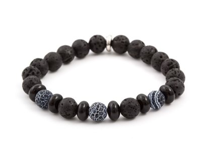 13055 koralkovy naramek z achatu onyxu a lavoveho kamene mink63 velikost 17 cm