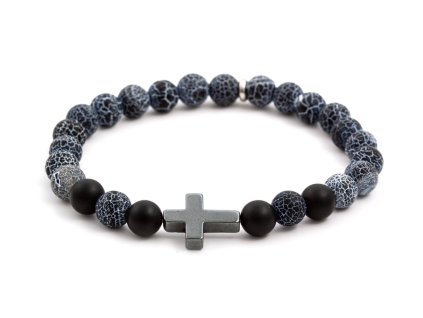 13064 koralkovy naramek z draciho achatu hematitu a onyxu mink60 velikost 17 cm