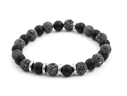 13070 koralkovy naramek z onyxu a lavoveho kamene mink58 velikost 17 cm