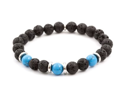 13076 koralkovy naramek z howlitu a lavoveho kamene mink56 velikost 17 cm