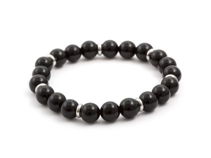 Korálkový náramek z černého onyxu MINK25 (Velikost 17 cm)