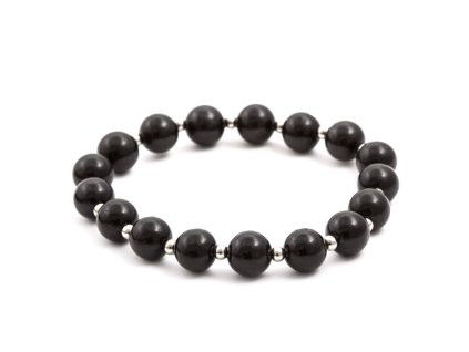 Korálkový náramek z černého onyxu MINK24 (Velikost 17 cm)