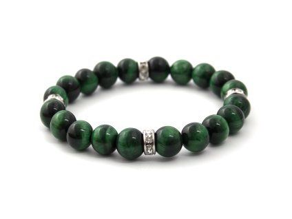 13109 koralkovy naramek ze zeleneho tygriho oka mink117 velikost 17 cm