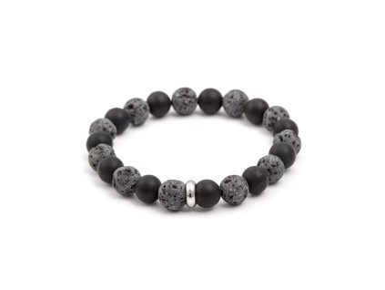 13130 koralkovy naramek z lavoveho kamene a achatu mink101 velikost 17 cm