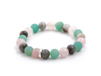 13163 mineralni koralkovy naramek z ruzeninu amazonitu a labradoritu mink10 17