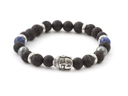 Korálkový náramek z lapis lazuli, lávy a achátu MINK115/19