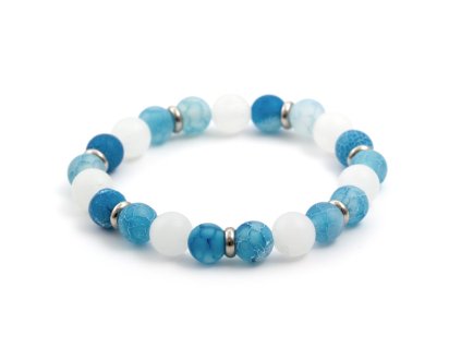 13223 mineralni koralkovy naramek z modreho achatu a jadeitu mink13 17