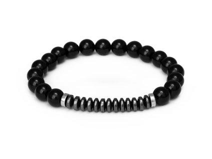 13250 mineralni koralkovy naramek z onyxu a hematitu mink145 20