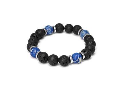 13307 mineralni koralkovy naramek z lavoveho kamene regalitu a hematitu mink162 20