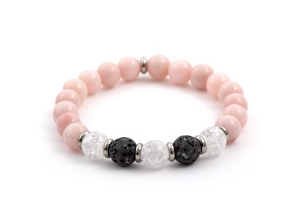 13376 mineralni koralkovy naramek z lavoveho kamene jadeitu a kristalu mink35 17