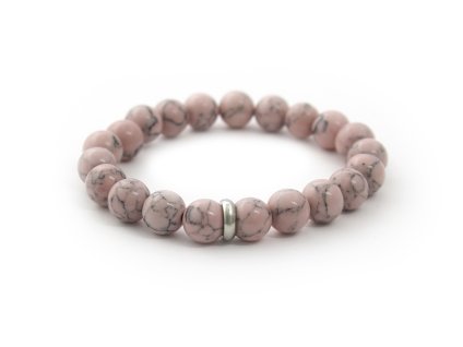 13382 mineralni koralkovy naramek z ruzoveho howlitu mink38 17