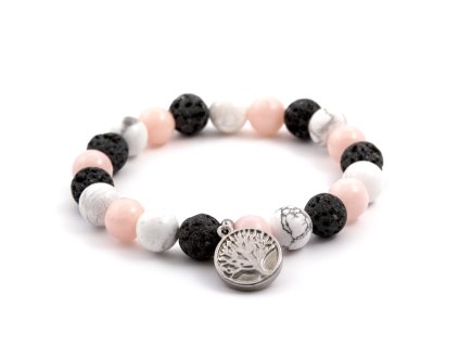 13385 mineralni koralkovy naramek z jadeitu lavoveho kamene a howlitu mink39 17