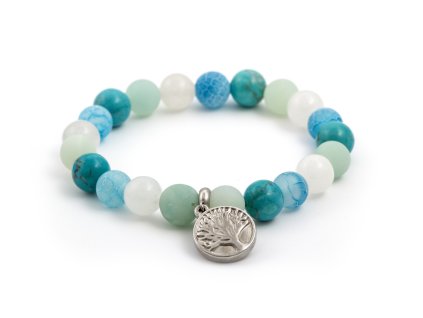 13406 mineralni koralkovy naramek z jadeitu howlitu achatu a amazonitu mink46