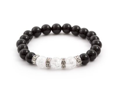 13421 mineralni koralkovy naramek z onyxu a praskaneho kristalu mink51 17