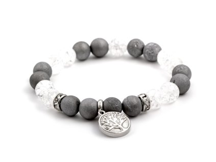 13451 mineralni koralkovy naramek z druzy achatu a kristalu mink76 17