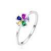 Jemný stříbrný prsten s barevnou květinou AGT-R32C