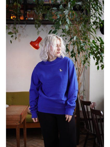Mikina Kočička v sytě modré unisex
