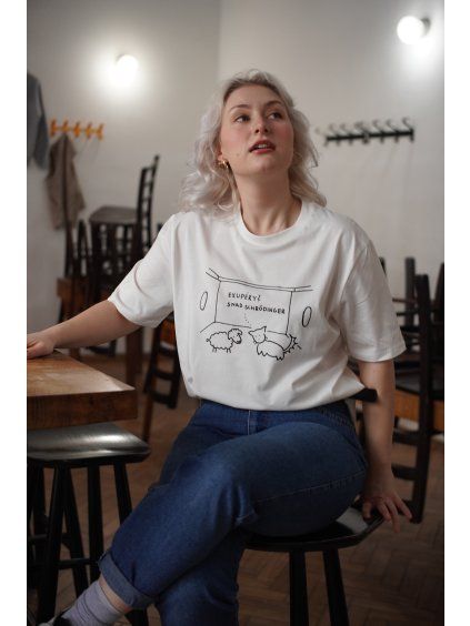 Triko Kočka a beránek bílé unisex