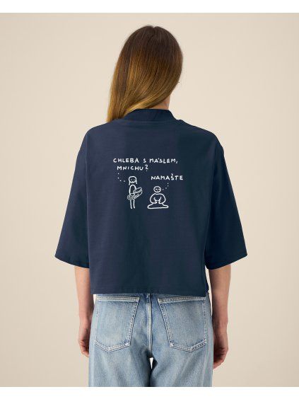 damsky crop navy blue back NAMASTE