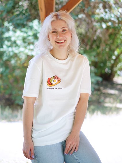 Triko Pohoda na tácku bílé unisex
