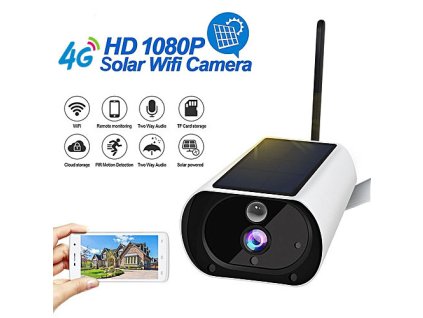 4G wireless outdoor camera with solar charging and PIR sensor, SD up to 64GB