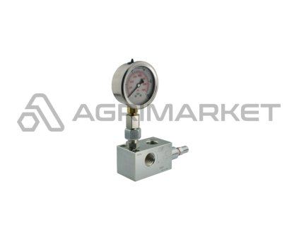 Přepadový pojistný ventil VMP 1/2" seřiditelný 50-250 barů s manometrem