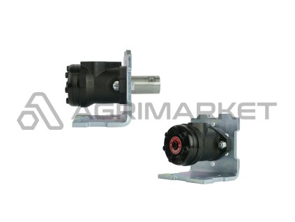 Hydraulický motor BMR 25 s hřídelí 25 mm, úhlovou montážní deskou a pouzdrem hřídele