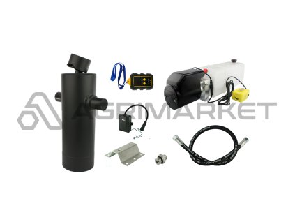 Hydraulika pro sklápěcí přívěs. Sada sklápění k 10 tun + 12V napájecí zdroj s bezdrátovým ovládáním + zdvih 1200 válec