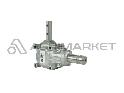 Úhlová převodovka  v hliníkovém pouzdro. Poměr 1: 1, PTO. Pro rozmetadlo hnojiv.