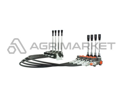 4-sekční hydraulický rozdělovač 80L s pákami a lanky 3m