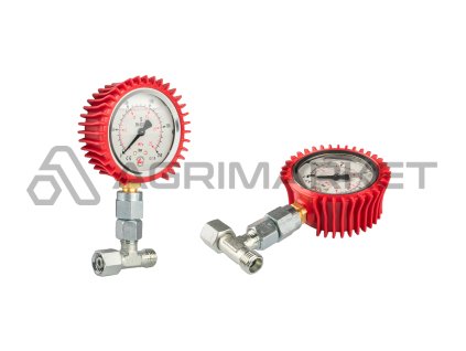 Glycerinový manometr 0 - 250 bar s T-kusem BBA M16x1,5 a připojením