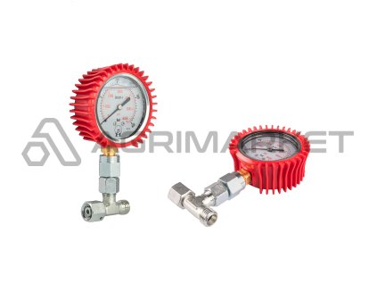 Glycerinový manometr 0 - 400 bar s T-kusem BBA M16x1,5 a připojením