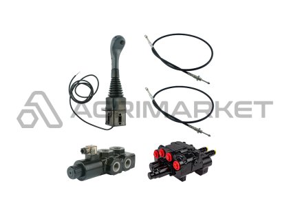 Hydraulick  sada 3sekce joystick 1 tlačítko + 2x 1m kabel + 2s 80L LS rozvaděč (1x plovoucí) + 6/2 elektromagnetickě ventil pro třetí sekce (drap k, krokoděl)