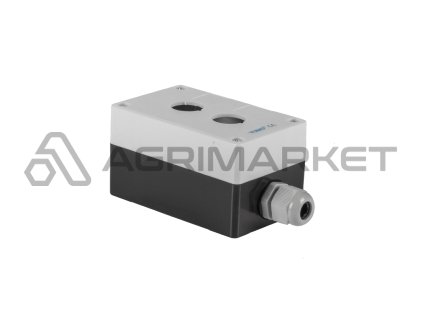 Pouzdro pro elektrické joysticky nebo manipulátory, dva otvory, s kabelovou průchodkou, montážní otvor 22mm