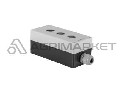 Pouzdro pro elektrické joysticky nebo manipulátory, tři otvory, s kabelovou průchodkou, montážní otvor 22 mm