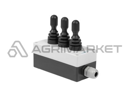 Pouzdro se třemi třípolohovými elektrickými joysticky s pružinovým a západkovým polohováním