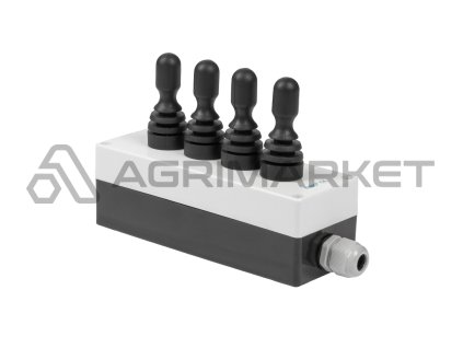 Pouzdro se čtyřmi třípolohovými elektrickými joysticky s pružinovým a západkovým polohováním