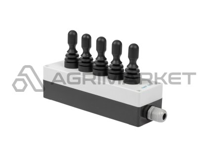 Pouzdro s pěti třípolohovými elektrickými joysticky s pružinovým a západkovým polohováním