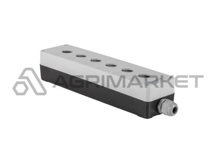 Pouzdro pro elektrické joysticky nebo manipulátory, šest otvorů, s kabelovou průchodkou, montážní otvor 22mm