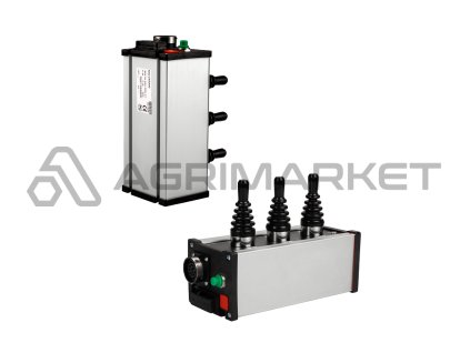 Ovládací panel se třemi třípolohovými joysticky s napájecím kabelem, zásuvkou a držákem