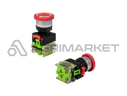 Červené bezpečnostní tlačítko se šipkami