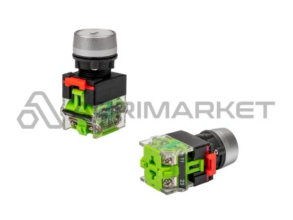 Bílé tlačítko elektrického spínače se šipkou