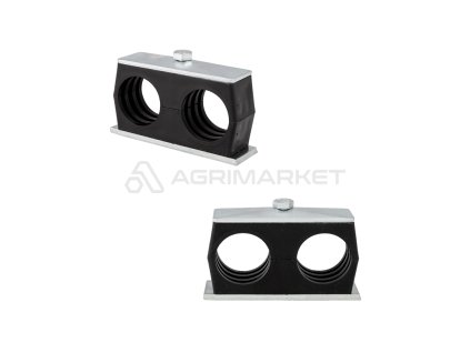 24855 cerny dvojity upinaci otvor 38 mm pro upevneni trubky nebo hydraulicke hadice