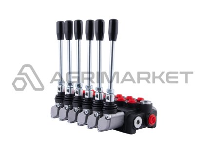 Hydraulický rozvaděč, 6 sekcí, 40 l/min 6P40A1A1A1A1A1A1A1GKZ1, ovládaný pákou