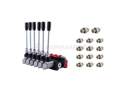 34277 2 6 sekcni hydraulicky rozvadec 30 l min p40 s pripojkami 18 16 hydrolider