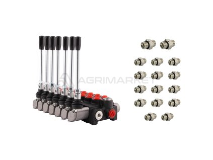 34289 7 sekcni hydraulicky rozvadec 10 l min p40 s pripojkami 16 14 hydrolider